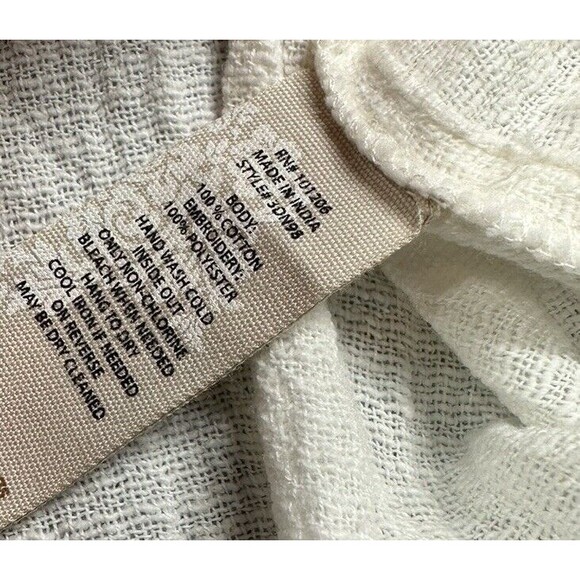 Soft Surroundings Blouse‎ Tunic Ivory Cotton Floral Embellished Embroidered NWOT - Picture 6 of 6